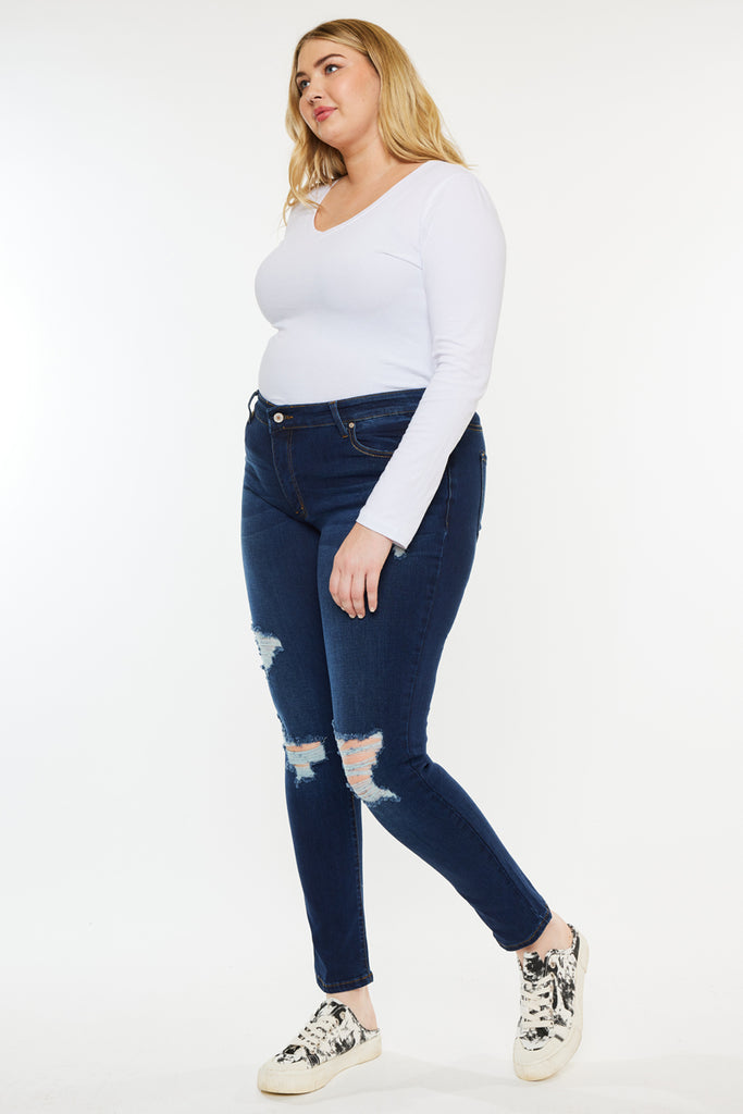 Jennifer Mid Rise Super Skinny Jeans (Plus Size) - Official Kancan USA