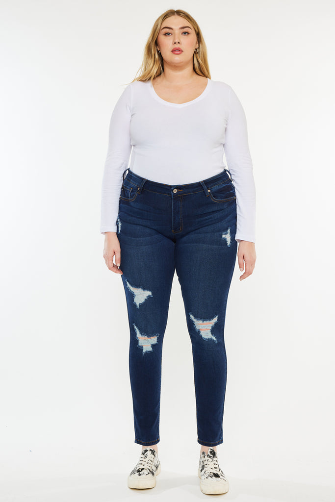 Jennifer Mid Rise Super Skinny Jeans (Plus Size) - Official Kancan USA