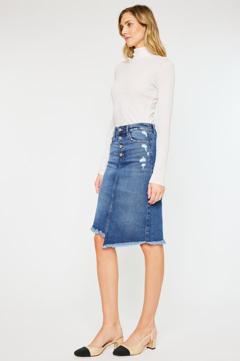 Florentine  Mid Rise Asymmetrical Midi Skirt - Official Kancan USA