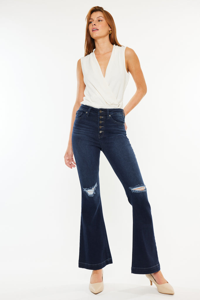 Dixie Ultra High Rise Flare Jeans (Petite) - Official Kancan USA