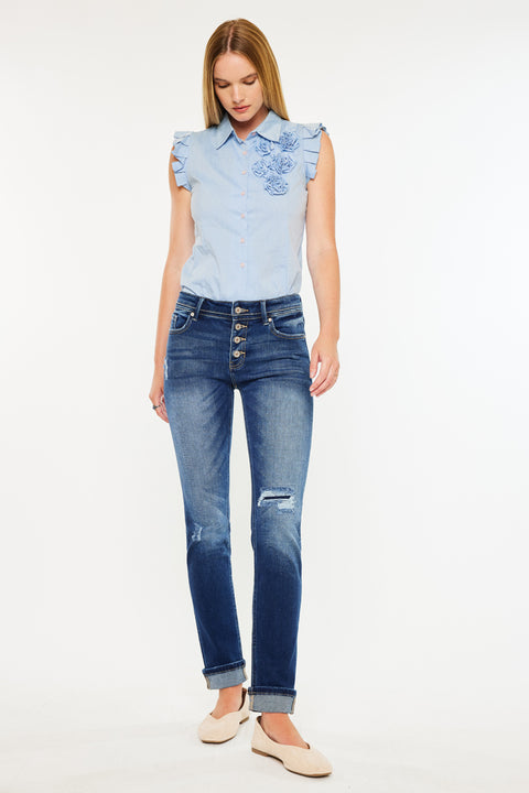 Eternity Mid Rise Slim Straight Leg Jeans