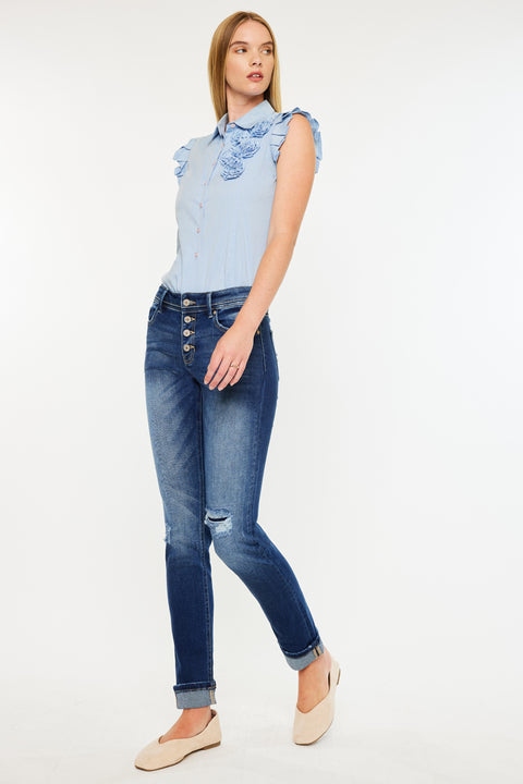 Eternity Mid Rise Slim Straight Leg Jeans