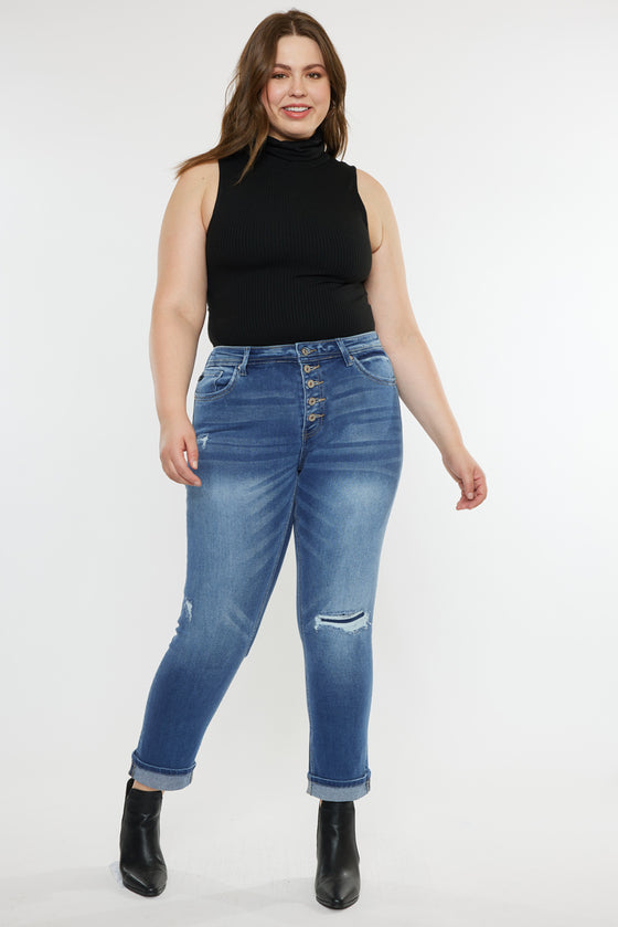 Klover  Mid Rise Slim Straight Leg Jeans (Plus Size) - Official Kancan USA