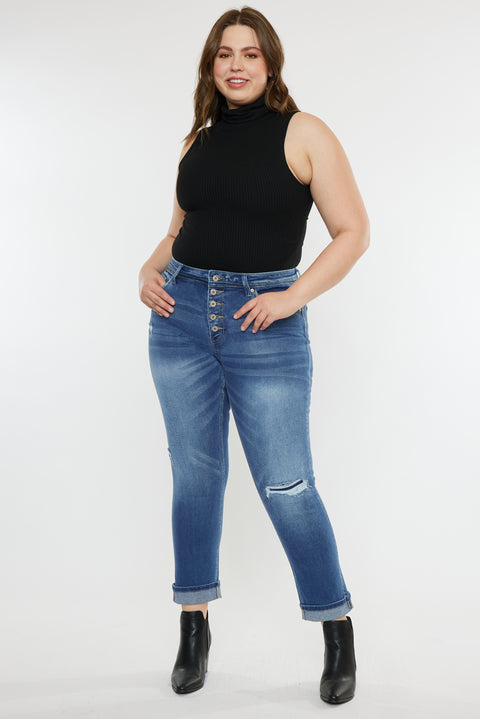 Klover  Mid Rise Slim Straight Leg Jeans (Plus Size) - Official Kancan USA