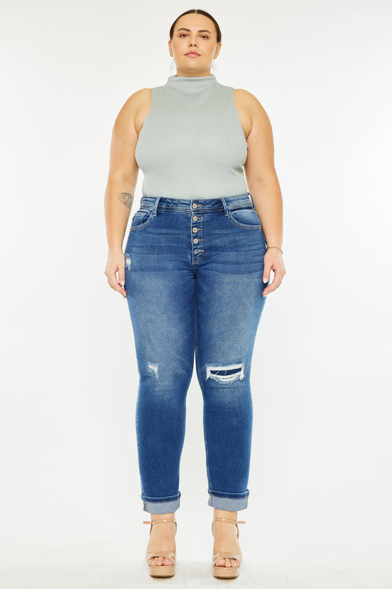 Klover  Mid Rise Slim Straight Leg Jeans (Plus Size)