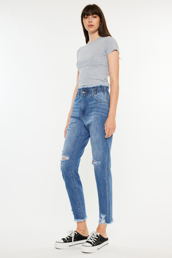 Angel Ultra High Rise Paperbag Mom Jeans - Official Kancan USA