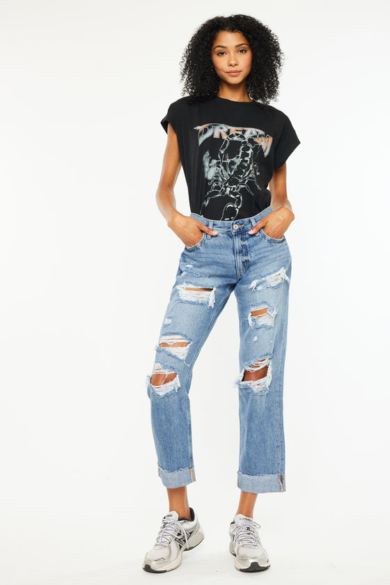 Delta Mid Rise Boyfriend Jeans