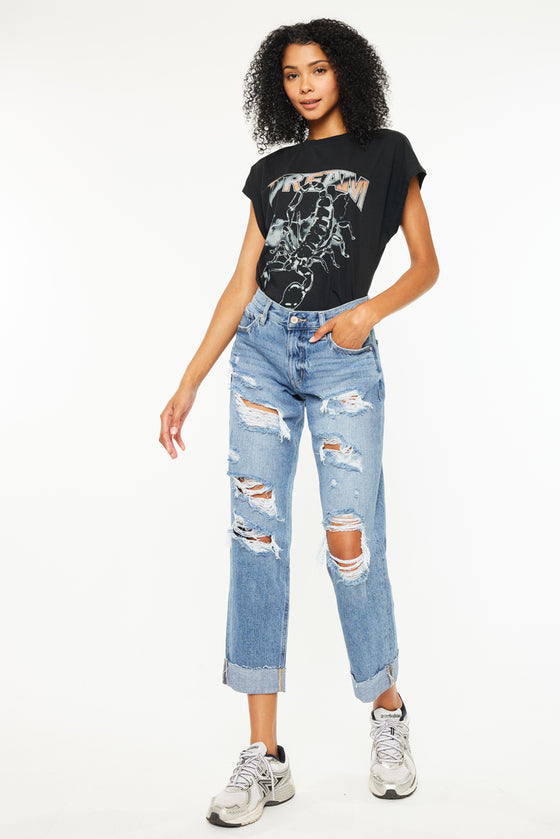 Delta Mid Rise Boyfriend Jeans