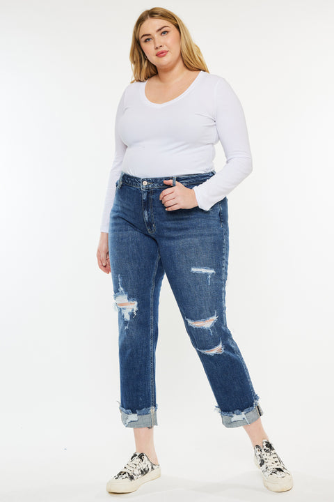 Nelly Mid Rise Boyfriend Jeans (Plus Size) - Official Kancan USA