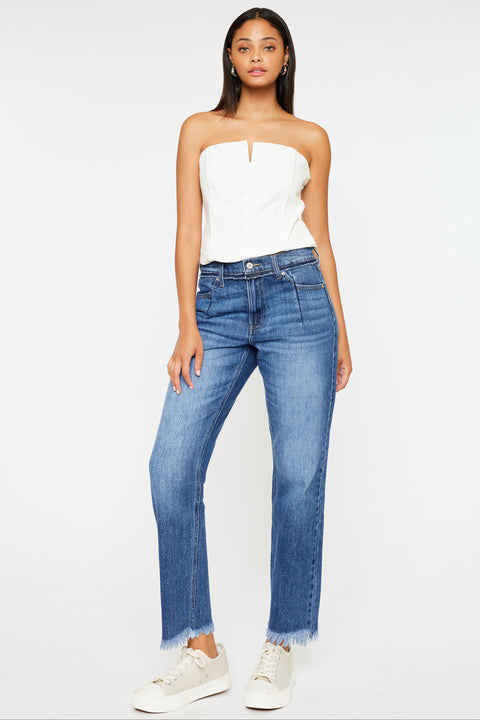 Angelina High Rise Slim Straight Jeans - Official Kancan USA