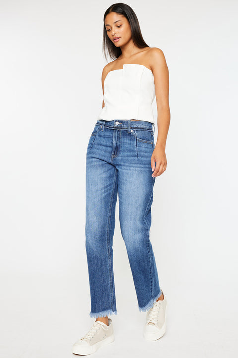 Angelina High Rise Slim Straight Jeans - Official Kancan USA