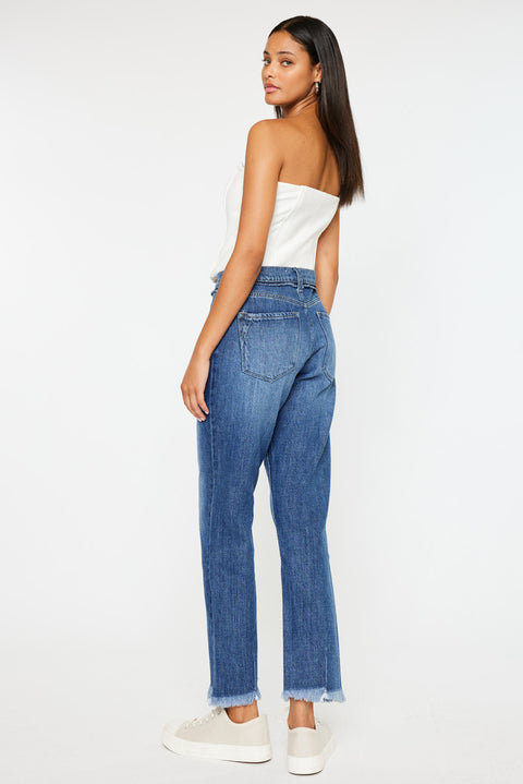 Angelina High Rise Slim Straight Jeans - Official Kancan USA