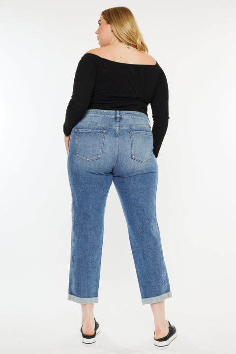 Yvonne  Mid Rise Slim Boyfriend Jeans (Plus Size) - Official Kancan USA