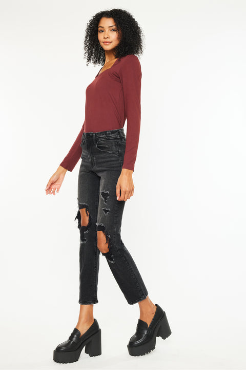 Norrine High Rise Slim Straight Leg Jeans