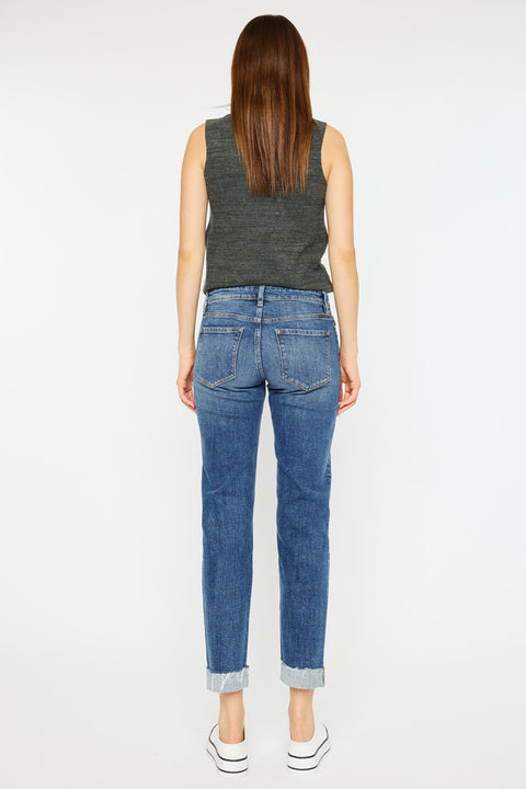 Nina Mid Rise Slim Boyfriend Jeans - Official Kancan USA