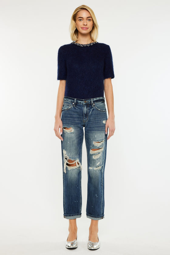 Charlize Mid Rise Boyfriend Jeans