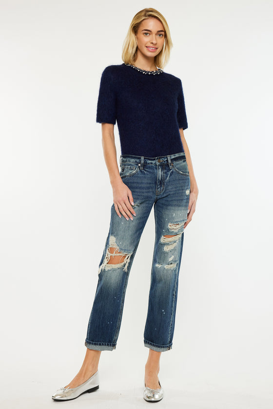 Charlize Mid Rise Boyfriend Jeans