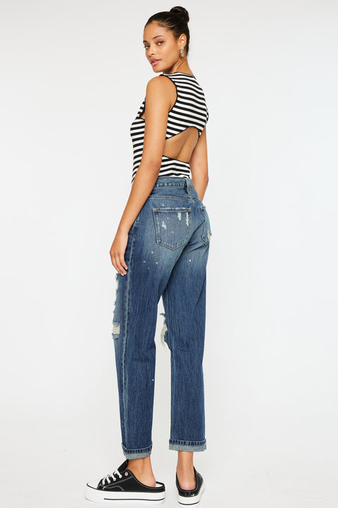 Charlize Mid Rise Boyfriend Jeans - Official Kancan USA