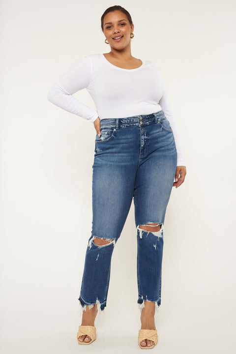 Damila High Rise Slim Straight Jeans (Plus Size) - Official Kancan USA