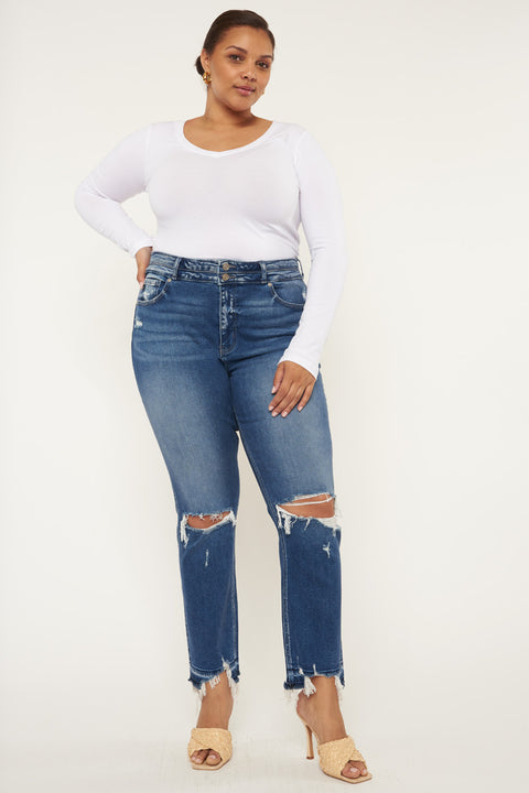 Damila High Rise Slim Straight Jeans (Plus Size) - Official Kancan USA