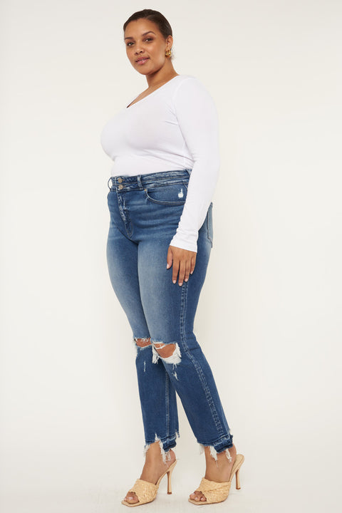 Damila High Rise Slim Straight Jeans (Plus Size) - Official Kancan USA