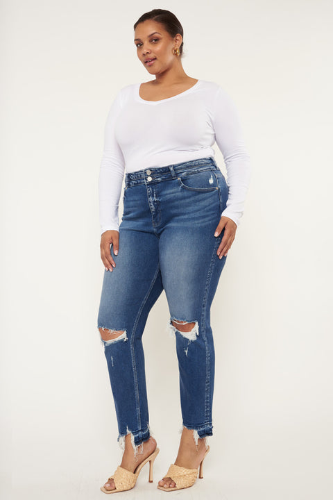 Damila High Rise Slim Straight Jeans (Plus Size) - Official Kancan USA