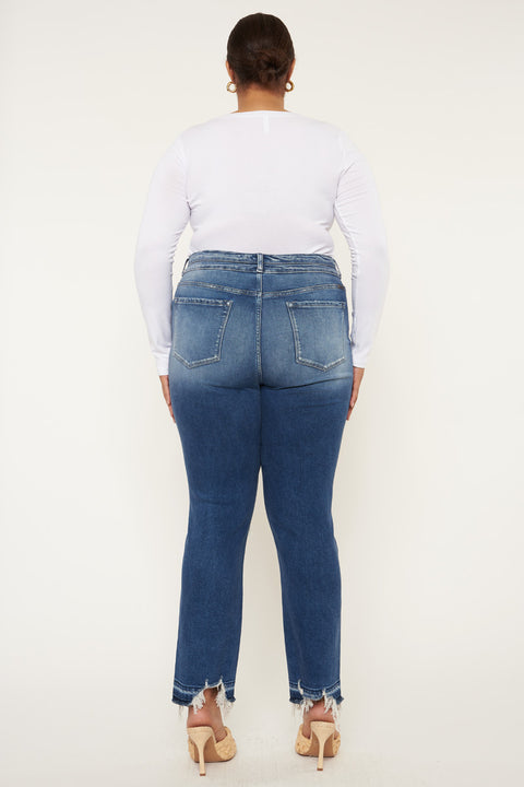 Damila High Rise Slim Straight Jeans (Plus Size) - Official Kancan USA