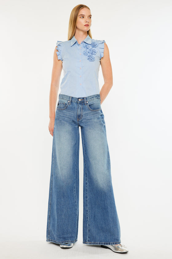 Jocy Mid Rise Super Wide Jeans