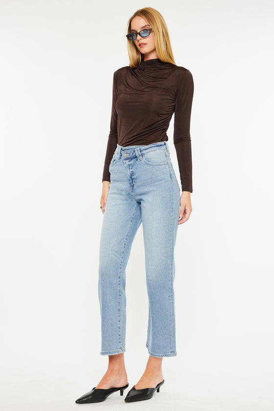 Bethany High Rise 90's Criss Cross Straight Leg Jeans