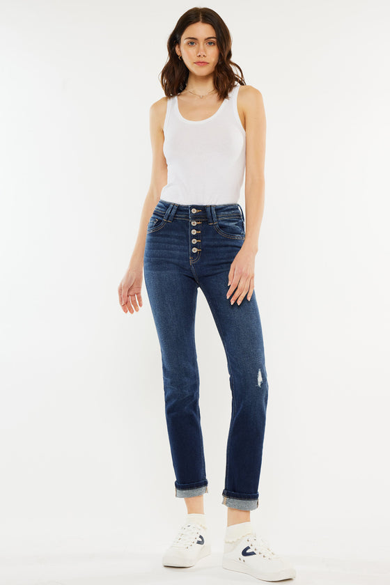 Reese High Rise Slim Straight Leg Jeans - Official Kancan USA