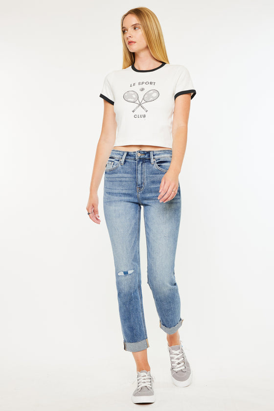 Kaly High Rise Slim Straight Leg Jeans