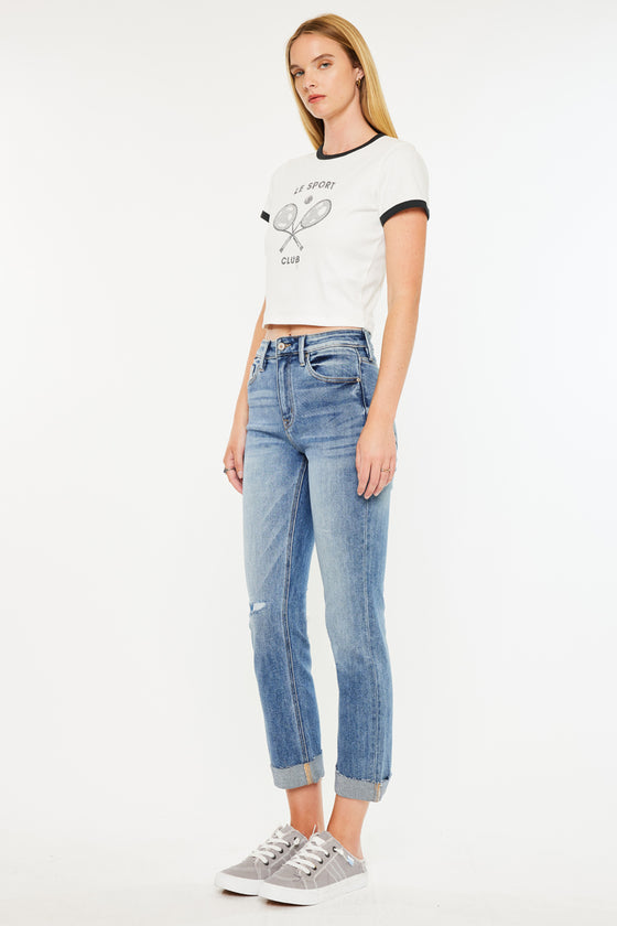 Kaly High Rise Slim Straight Leg Jeans