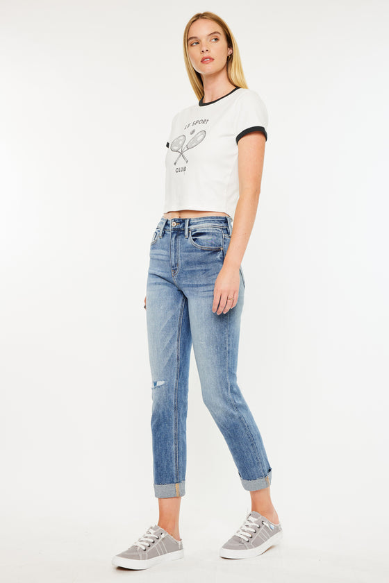 Kaly High Rise Slim Straight Leg Jeans