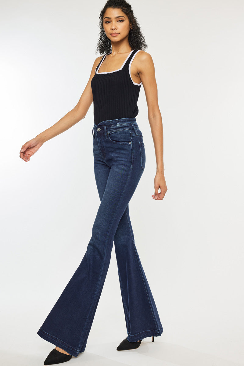 KanCan Jeans  High Waisted Dark Blue Wash Flare Jeans KC7123D – American  Blues