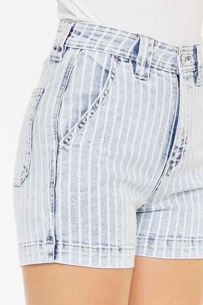 Kyan High Rise Stripe Denim Shorts - Official Kancan USA