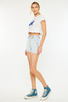 Kyan High Rise Stripe Denim Shorts