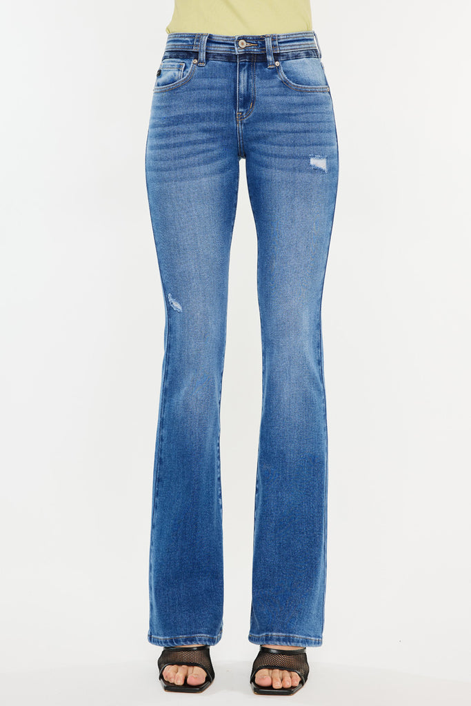 Kancan Mid Rise Slim Bootcut top Jeans 25x30 Slit Hem NWT $70