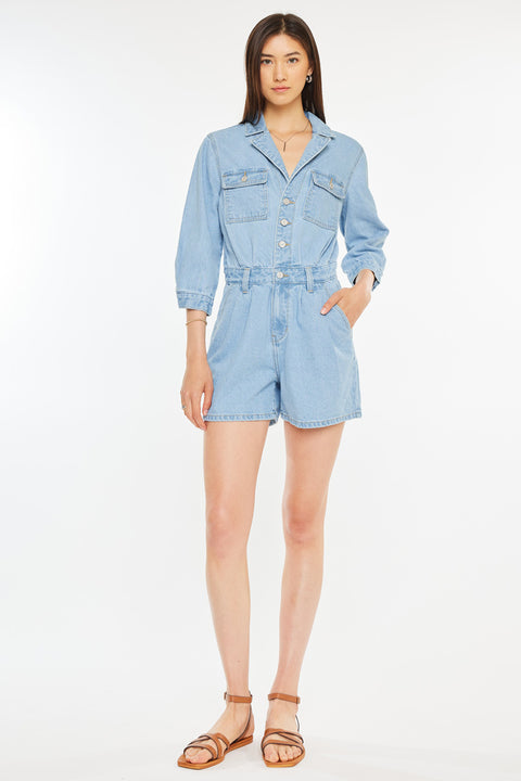 Aileen Sleeves Denim Romper