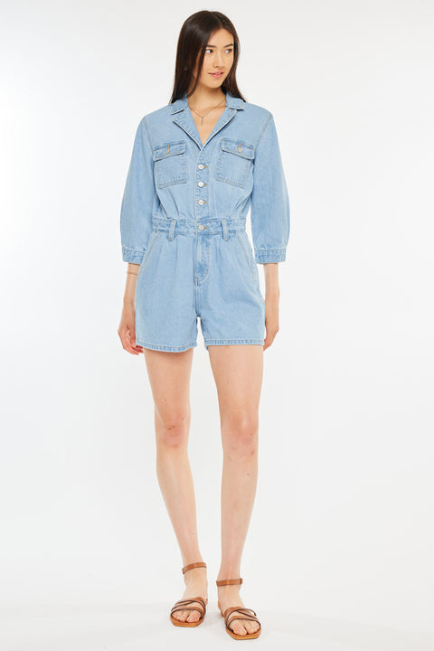 Aileen Sleeves Denim Romper