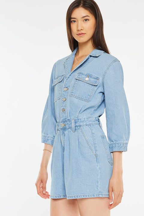 Aileen Sleeves Denim Romper