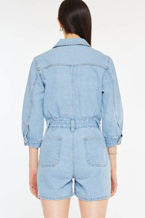 Aileen Sleeves Denim Romper