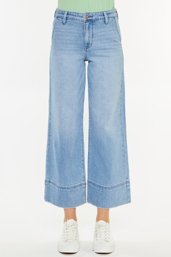 Darla High Rise Cropped  Wide Leg Jeans - Official Kancan USA