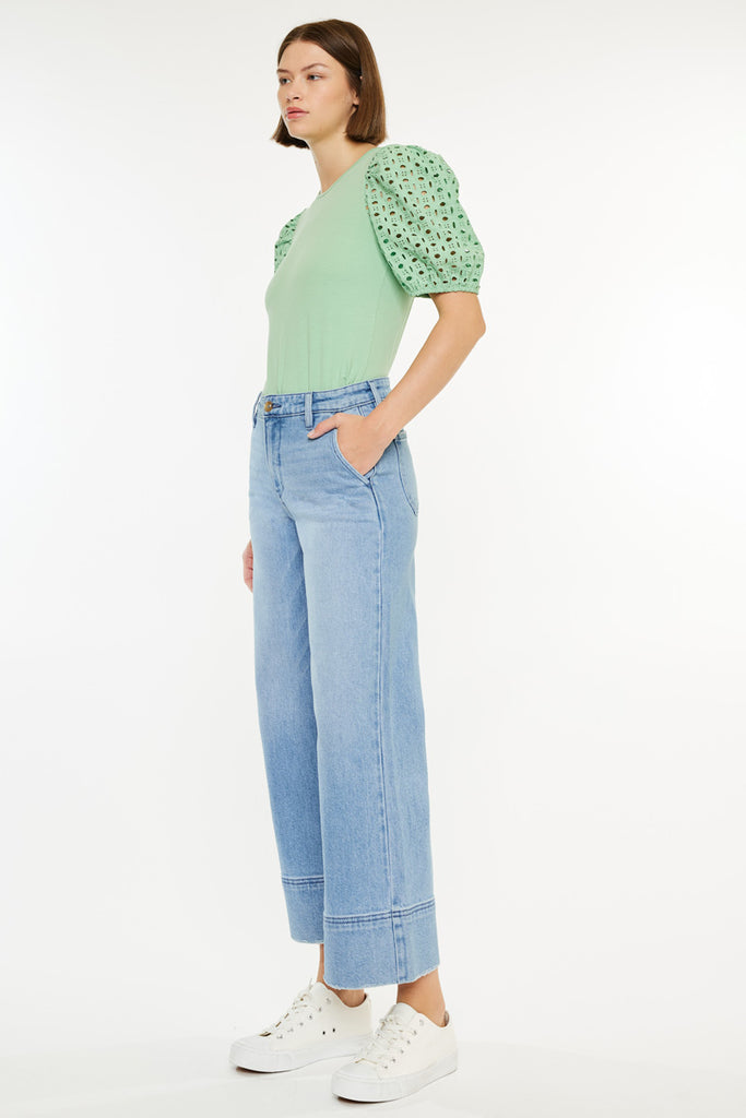 Darla High Rise Cropped  Wide Leg Jeans - Official Kancan USA