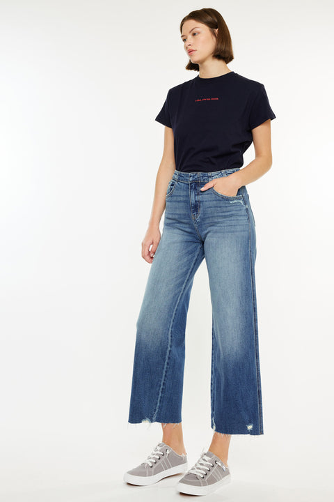 Shelly High Rise Cropped Wide Leg Jeans - Official Kancan USA