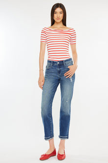  Evelin Mid Rise Cropped Straight Jeans