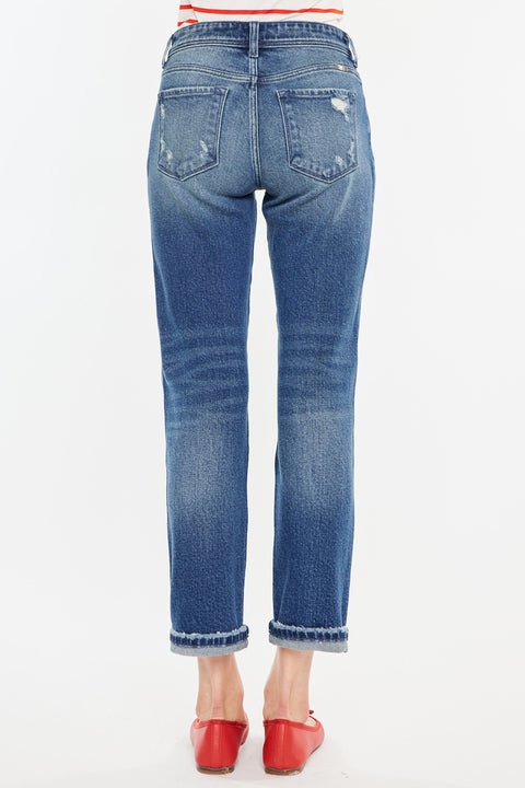 Evelin Mid Rise Cropped Straight Jeans