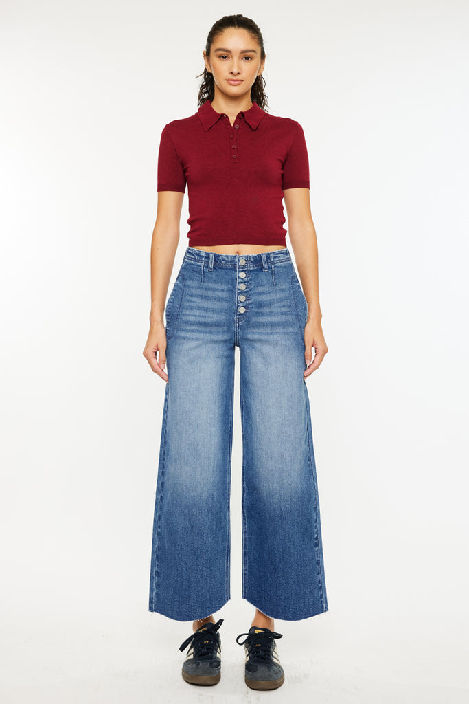 Aliana High Rise Crop Wide Leg Jeans