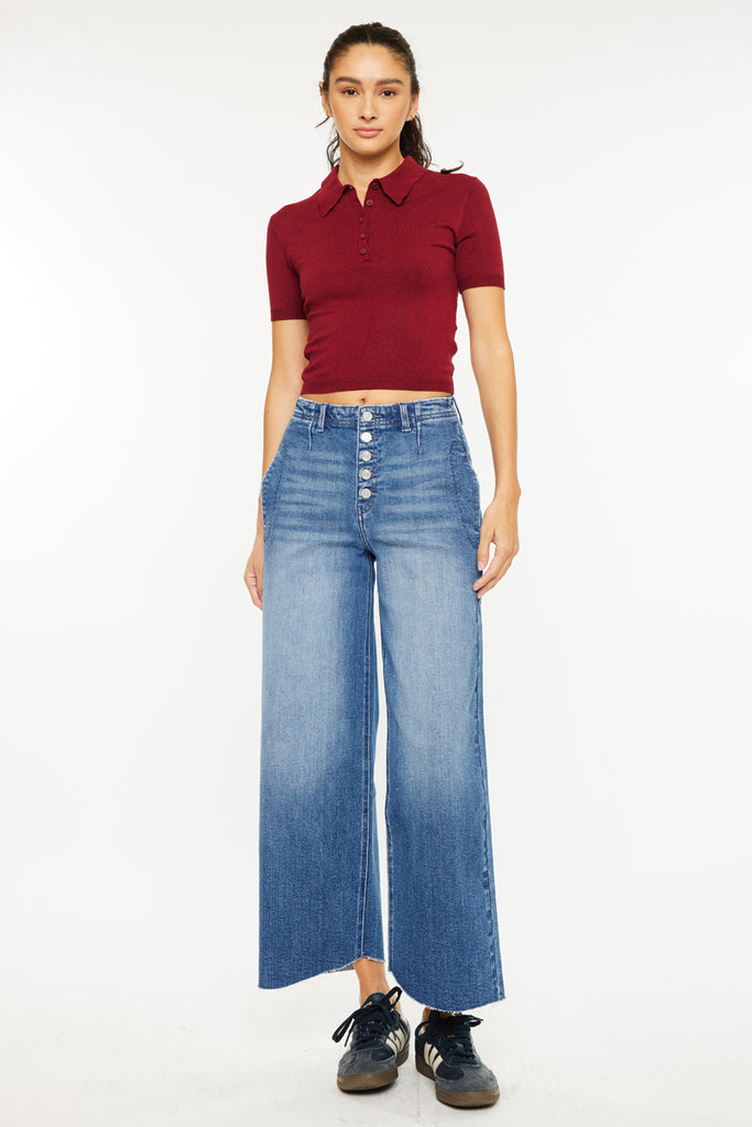 Aliana High Rise Crop Wide Leg Jeans