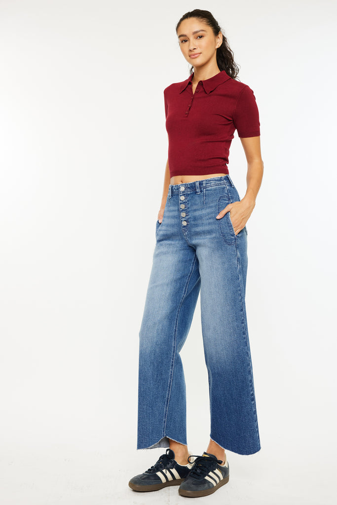 Aliana High Rise Crop Wide Leg Jeans