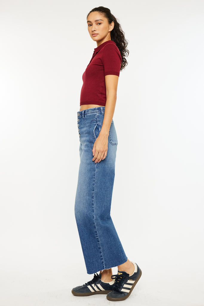 Aliana High Rise Crop Wide Leg Jeans